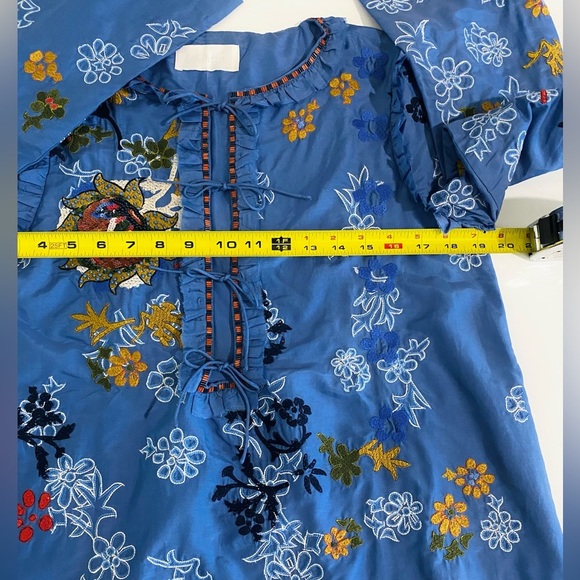 Elliette New Silk Penny Floral Embroidered Beaded Blouse French Designer - Picture 10 of 15